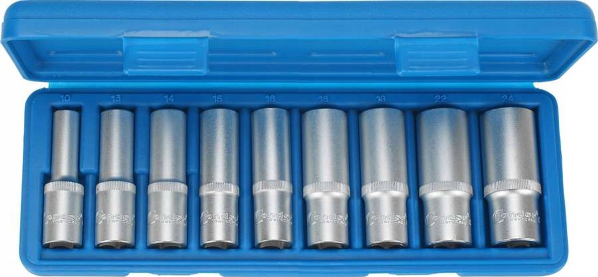 Lange Torx-dop 1/2", E10-E24, 9 st