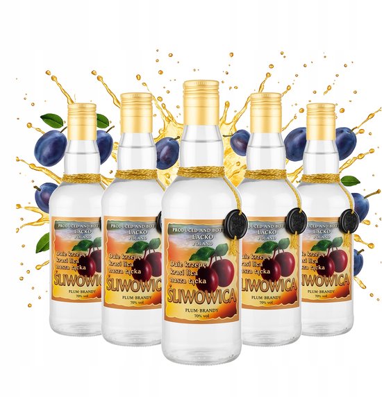 Bouteilles de 5 bouteilles en Verres de 500 ml pour Slivovitz - Décoratives avec bouchon doré