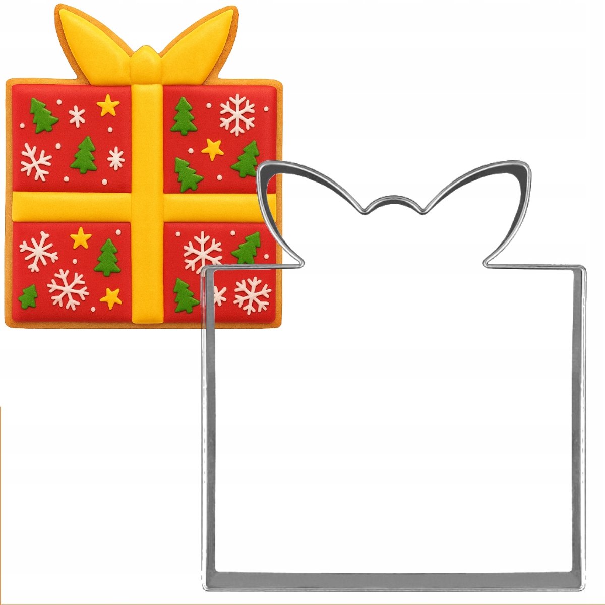 Kerst Cadeau Koekjesvorm Metaal 8 cm - Feestelijke Bakvorm