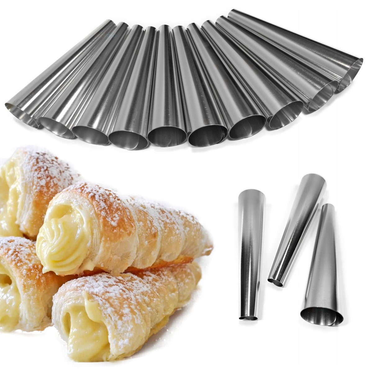 10x Metalen Bakvormpjes voor Roomhoorntjes - 9cm