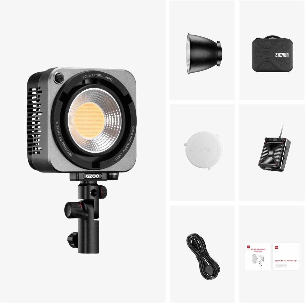 Zhiyun - MOLUS G200 incl powersupply - LED Verlichting - Voor Content creators en Filmmakers