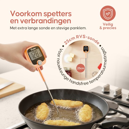 DRELD Oventhermometer BBQ thermometer oventhermometer met 150 cm roestvrijstalen sondes voor ovens, pizzaoven, houtkachels, BBQ 0-500