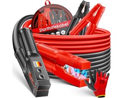 MASKO® Startkabels Auto 4 Meter 3000A voor benzine, diesel en hybride Motoren | Starthulp Jumpstarter Geschikt voor Auto, Vrachtwagen, Bus en Boot| inclusief handschoenen en opbergtas - Zwart / Rood