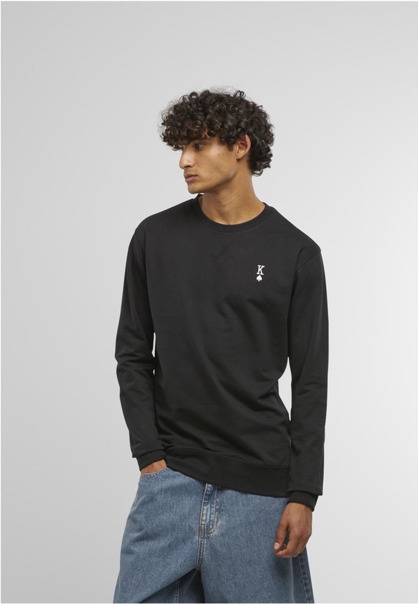 Mister Tee King Sign EMB Light Crewneck sweater/trui L Zwart