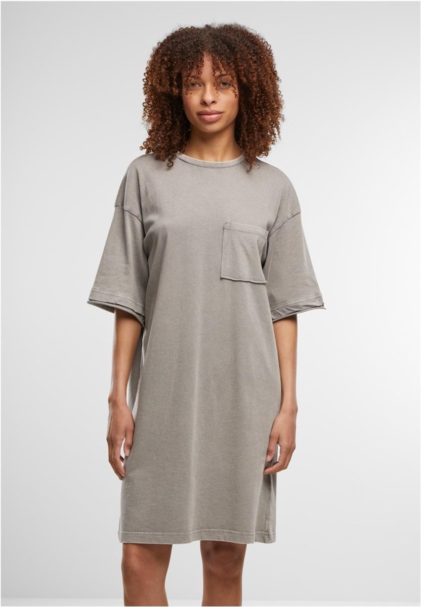 Urban Classics Washed Look Jersey T-shirtjurk Dames Midi-jurk – L Grijs