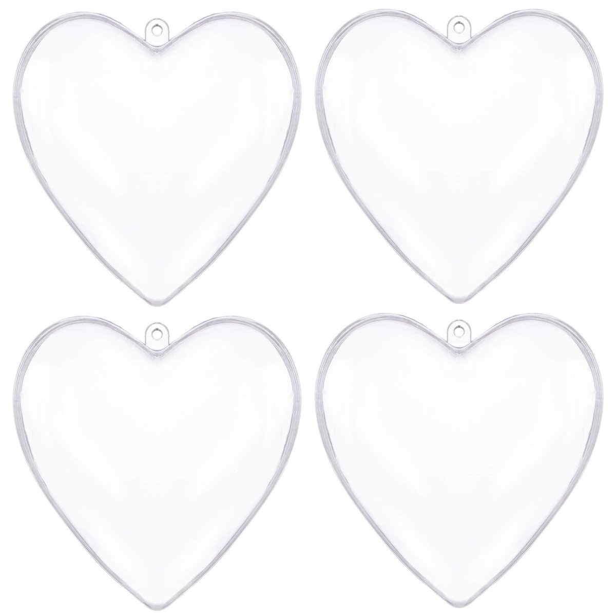 4x Transparant Acryl Hart Kerstballen 8cm - Zelf Decoreren