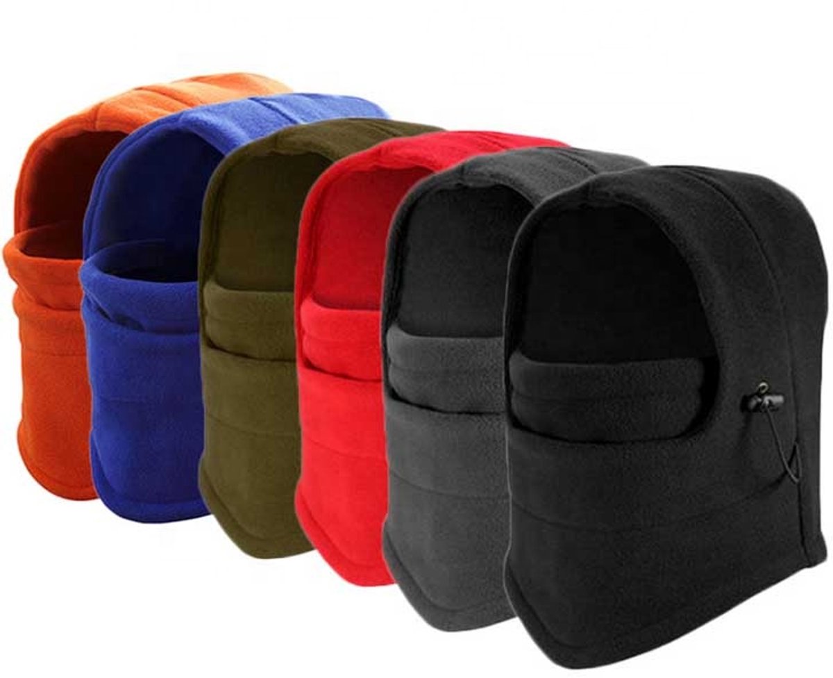 Fleece bivakmuts Balaclava warm Ski/snowboard facemask Nekwarmer Wintermasker One Zwart
