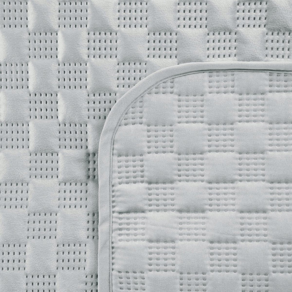 SOFIA 4 Pluche Sprei 170x210cm - Zilver, Gewatteerd Ruitpatroon