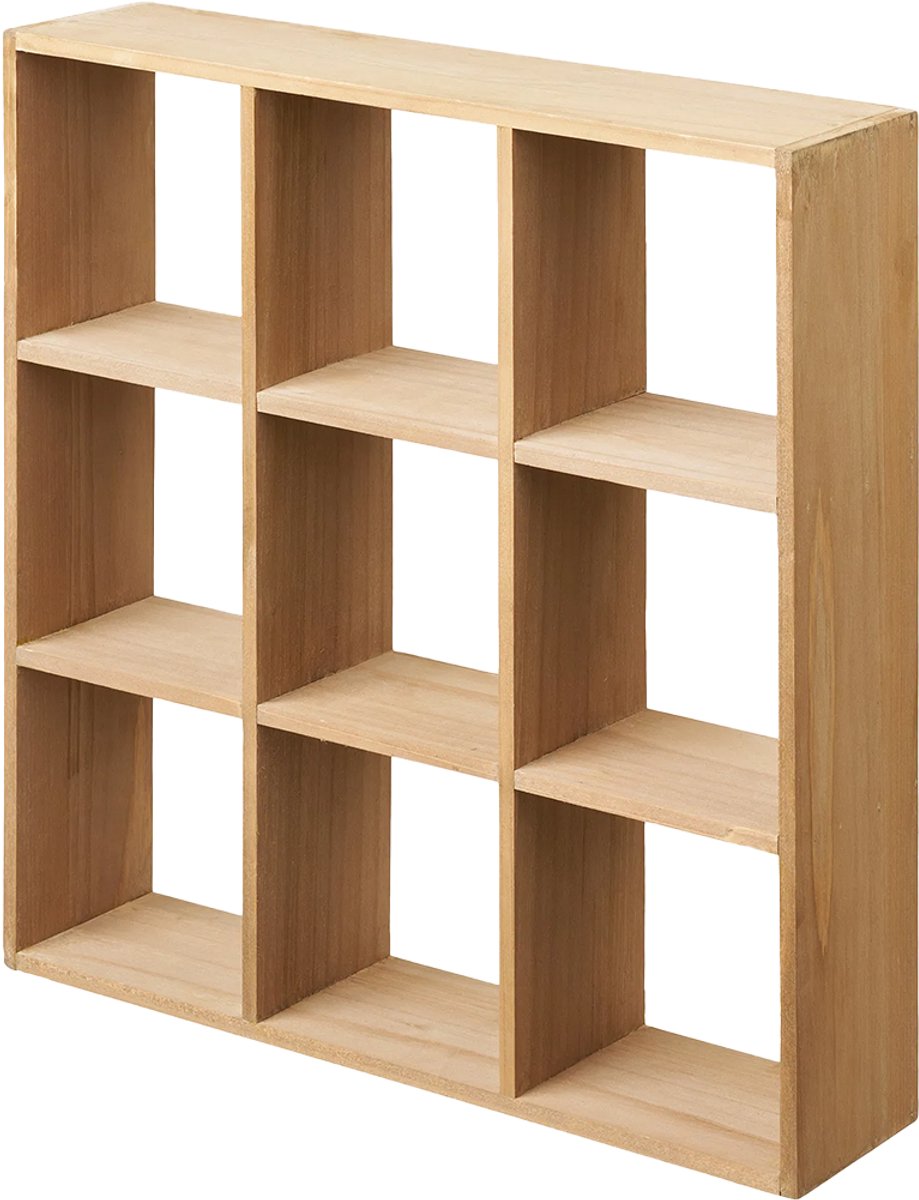 Artichok Holden Houten Wandrek Naturel - Vierkant - Wanddecoratie - Kruidenrek - Voor Keuken - Woonkamer - Hal - Wandkubus - Zwevend - 46 x 46 cm