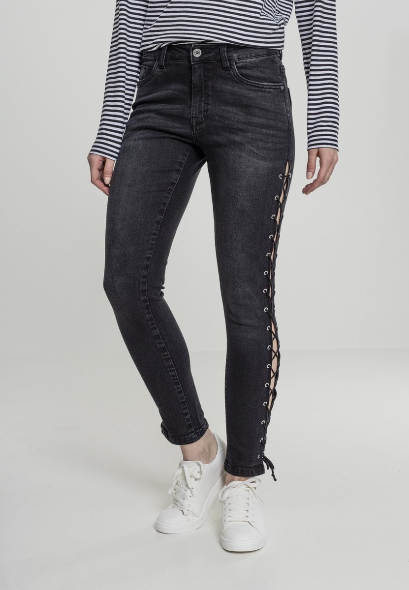 Urban Classics Ladies High Waist Skinny Jeans Jeans W28L32 Katoen Zwart