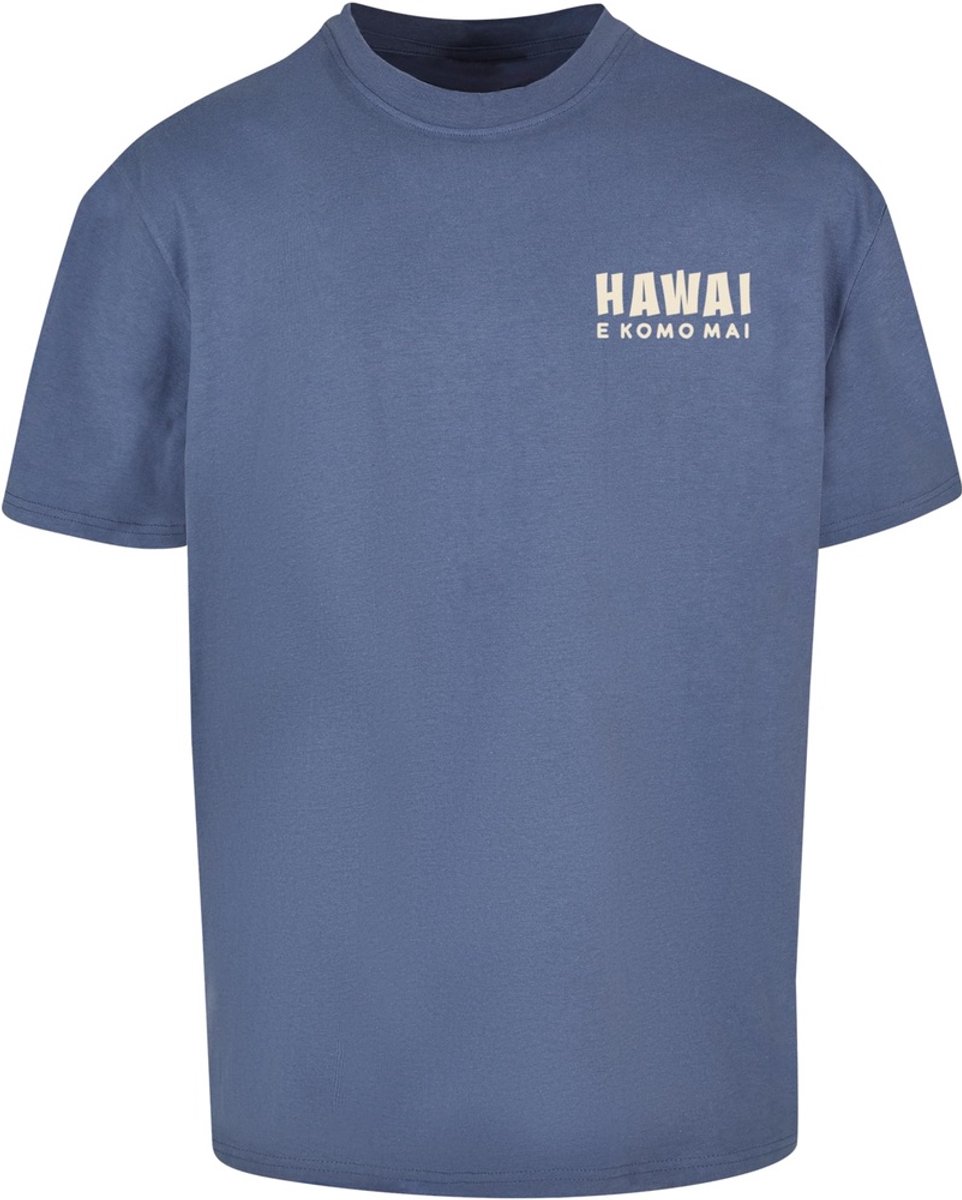Merchcode - Hawai Oversized Heren Tshirt - S - Blauw