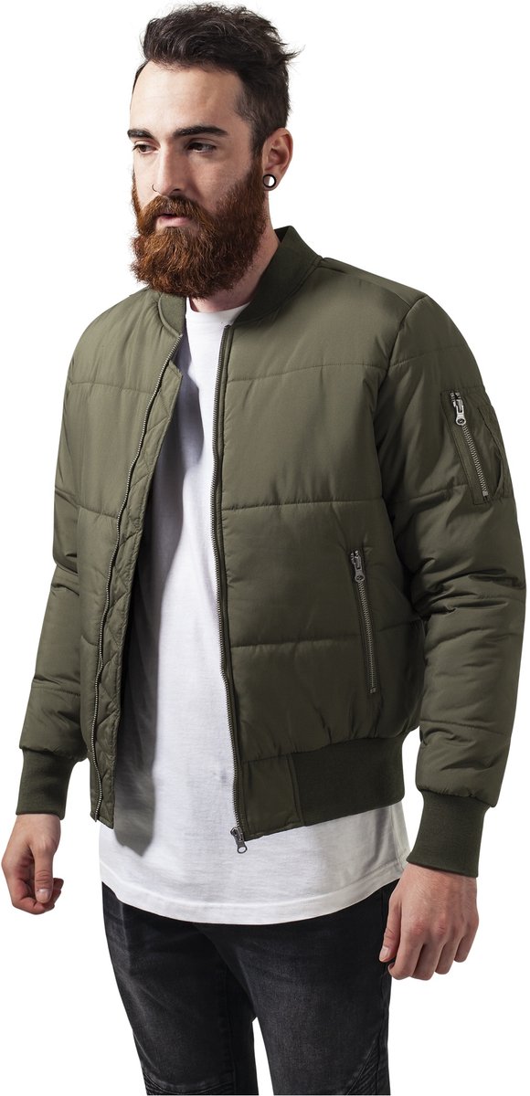 Urban Classics Basic Quilt Bomber jacket M Groen