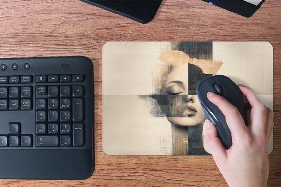 Muismat 27x18 cm - Mousepad Goud - Vrouw - Rechthoeken - Muismatten