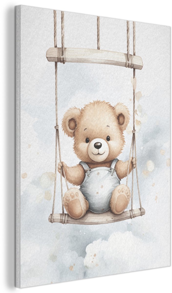 Akoestisch wandpaneel 60x80 cm - Vilt schilderij Beer - Baby - Dier - Kinderen - Akoestische panelen - Geluidsdempende wanddecoratie - Geluidsisolatie woonkamer - Muurdecoratie geluidspanelen