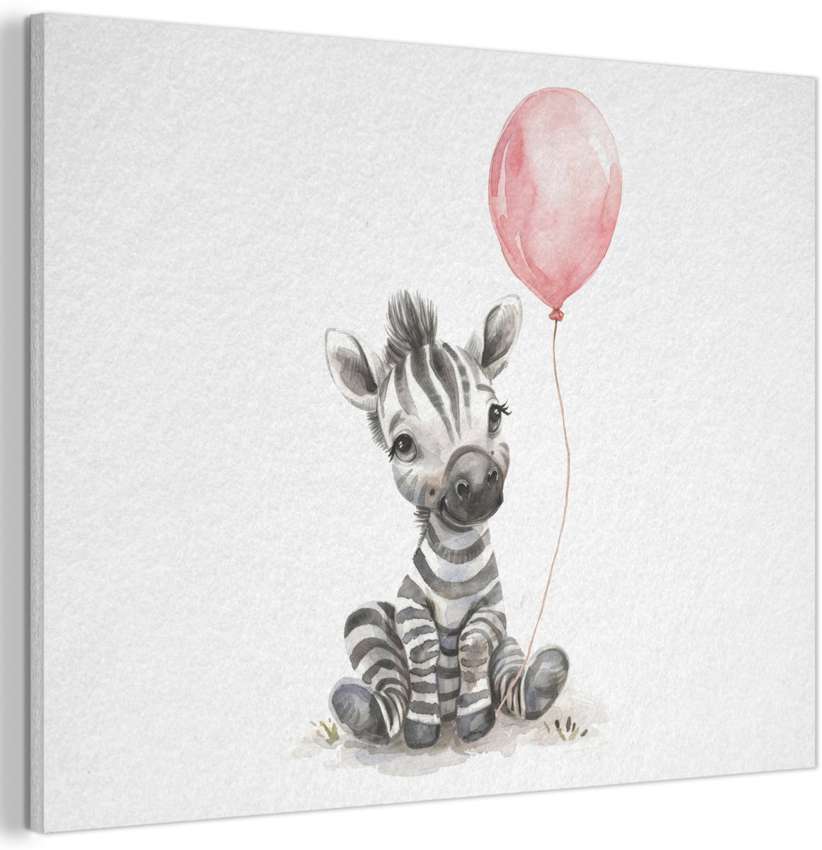Akoestisch wandpaneel 70x50 cm - Vilt schilderij Zebra - Baby - Dieren - Roze ballon - Akoestische panelen - Geluidsdempende wanddecoratie - Geluidsisolatie woonkamer - Muurdecoratie geluidspanelen