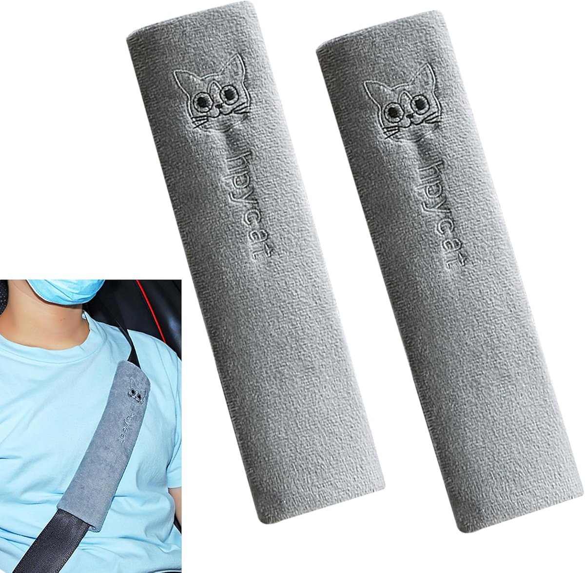 Image of 2-pack autogordelhoezen voor kinderen, kattenmotief, gordelbeschermers voor volwassenen, kinderen, schoudergordels