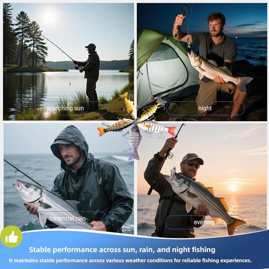 stuks realistische visaas, meervoudig gelede swimbaits, bionische swimbaits voor baars, forel, crappie, snoekbaars, snoek, zonnebaars, zalm, glijdende aas voor beginners, amateurs en professionals van TRUSCEND — afbeelding 3