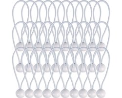 30 stuks Ball Bungee Cords 4 Inch Witte Ball Bungee Heavy Duty Tarpaulin Bungee Trap Weerbestendige Spanbanden voor Kamperen, Tenten, Vracht, Vastzetkabels en Slangen