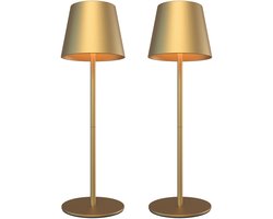 Ledvion – 2x Oplaadbare Tafellamp Nyra – LED - Goud – Dimbaar – IP54 – USB