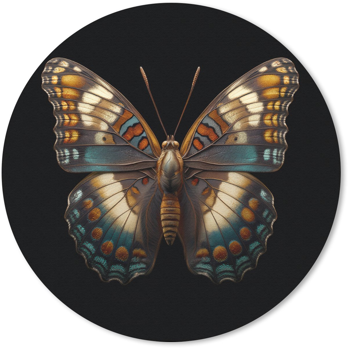 Muismat rond 30x30 cm - Mousepad Vlinder - Kleurrijk - mozaïekachtig - Ronde muismatten