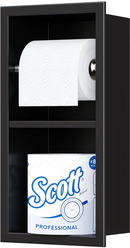 Porte-papier toilette en acier inoxydable avec repose-pieds - compact et durable - 1 pièce