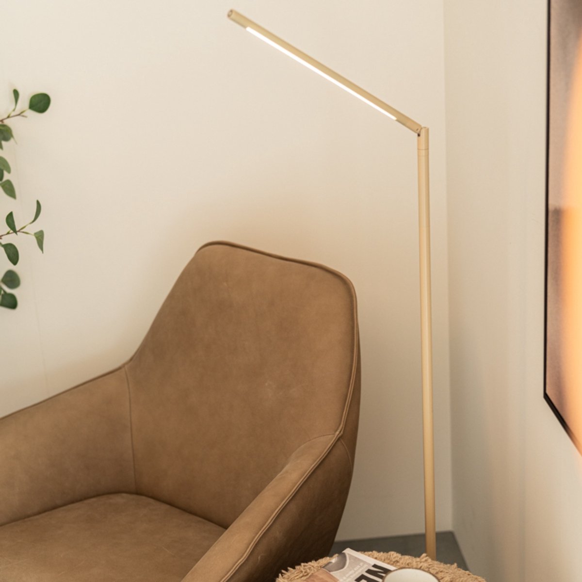 Lumidora Vloerlamp 75077 - BERDIEN - Ingebouwd LED - 6.0 Watt - 540 Lumen - 2700 Kelvin - Beige - Zand - Metaal - Met dimmer