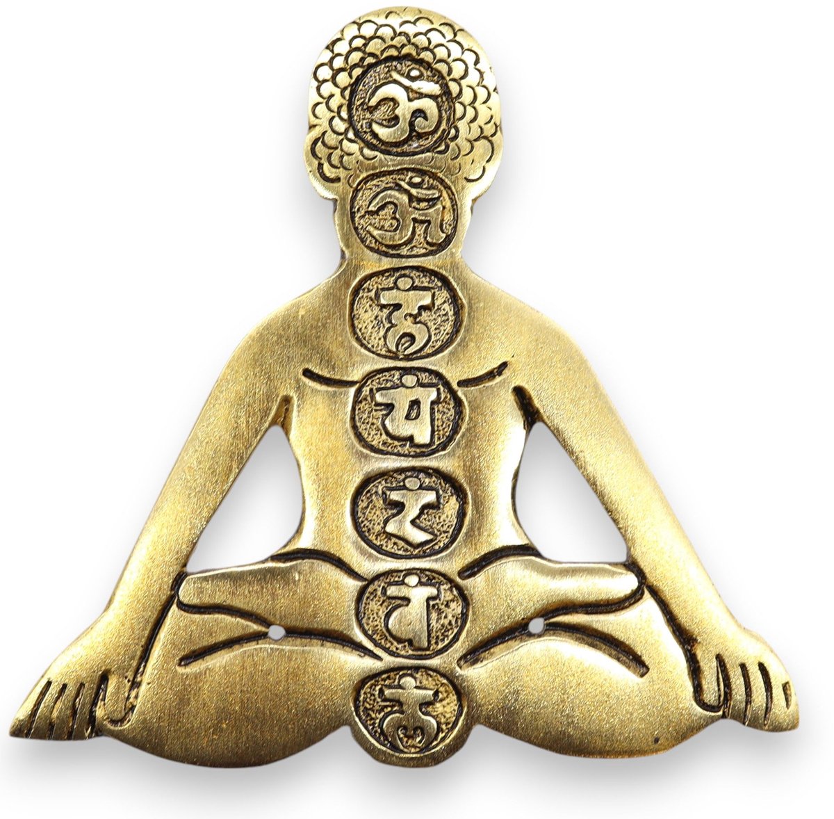 Ancient Wisdom Gouden aluminium Seven Chakra Yoga wierookhouder 12x12cm multicolor