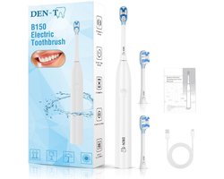 DEN-T B150 – Elektrische tandenborstel – Met poetsdruksensor – 3 Reinigingstanden 3 Snelheidsstanden – Wittere tanden – Mondhygiëne – Wit
