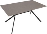 Table à manger MCW-O58, table à manger en métal fritté, aspect marbre 160 cm ~ gris