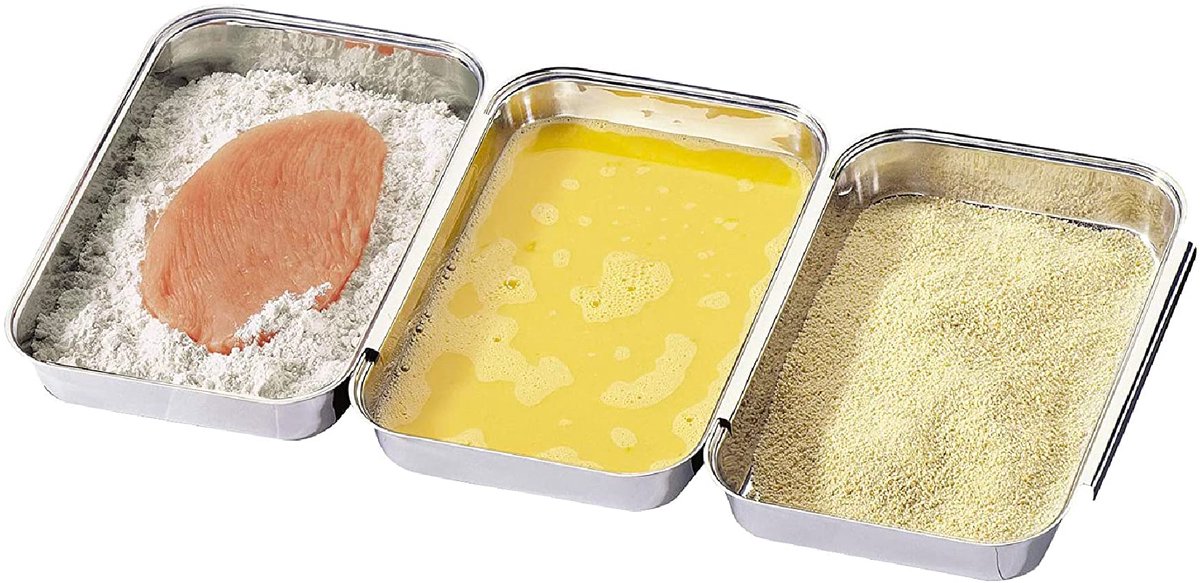 Ibenzoa® Drie-delige roestvrijstalen paneerset voor veelzijdig keukengebruik