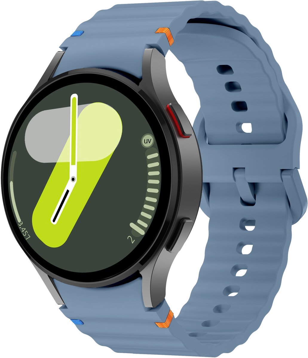 Jumada's - Siliconen Wave bandje - Geschikt voor Samsung Galaxy Watch 7 (40 & 44mm) / Galaxy Watch 6 (Classic) / Galaxy Watch 5 (Pro) / Galaxy Watch 4 (Classic) - grijsblauw