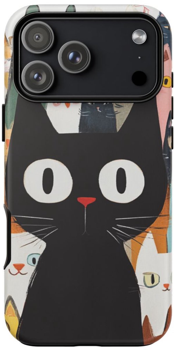 Schattige Cartoon Kattenpatroon – Telefoonhoesje Geschikt voor iPhone 17 Pro Max