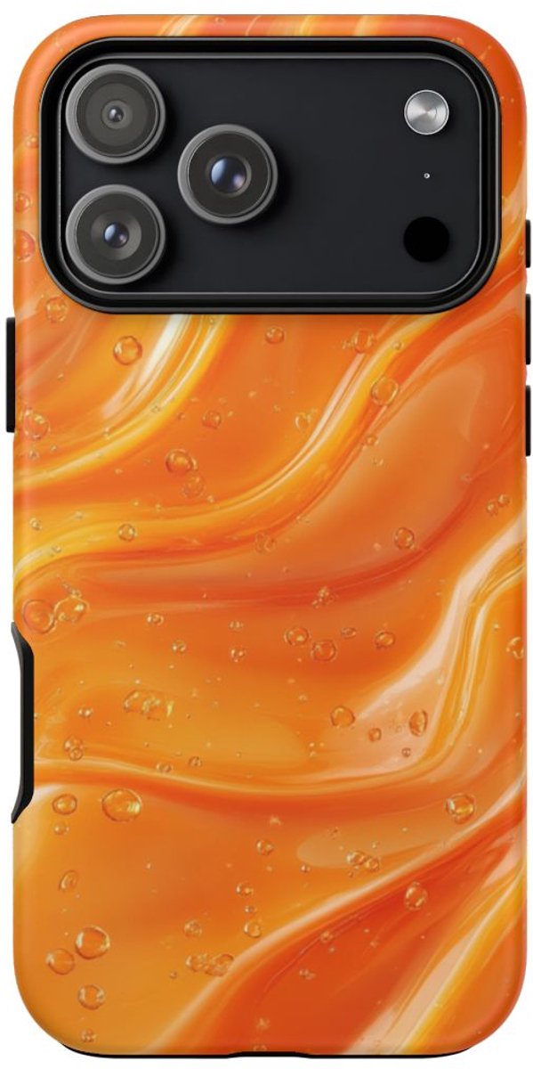 Oranje Vloeibare Abstracte Golf – Telefoonhoesje Geschikt voor iPhone 17 Pro Max