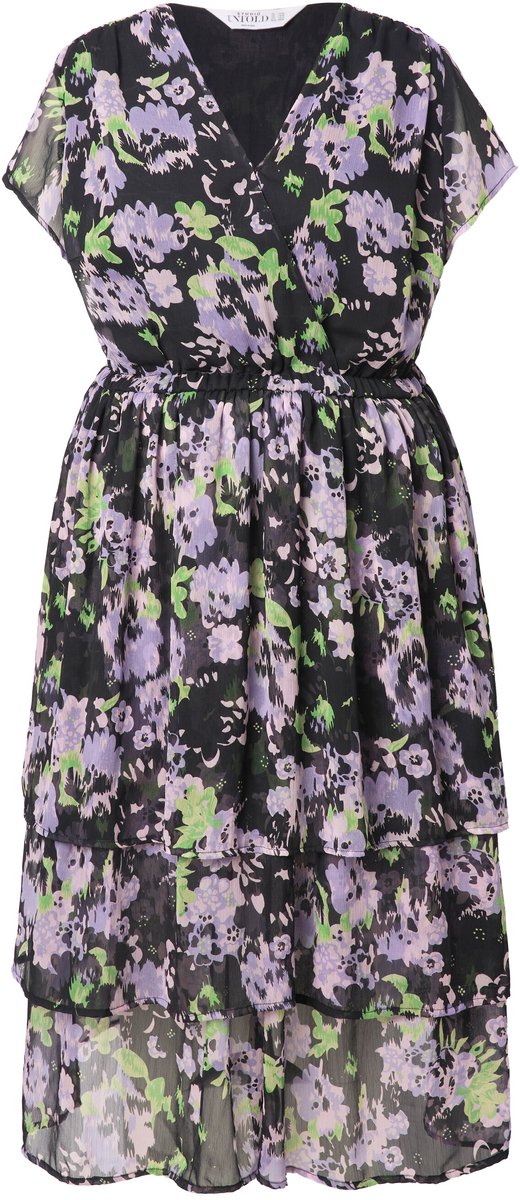 Studio Untold - Dames - Midi-jurk A-lijn chiffon volants onderjurk - Hemelsblauw - Maat 50+