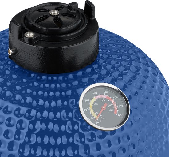 Kamado barbecue - Ø 26 cm - keramisch - met thermometer - deksel - blauw van Mandarin Grill — afbeelding 2