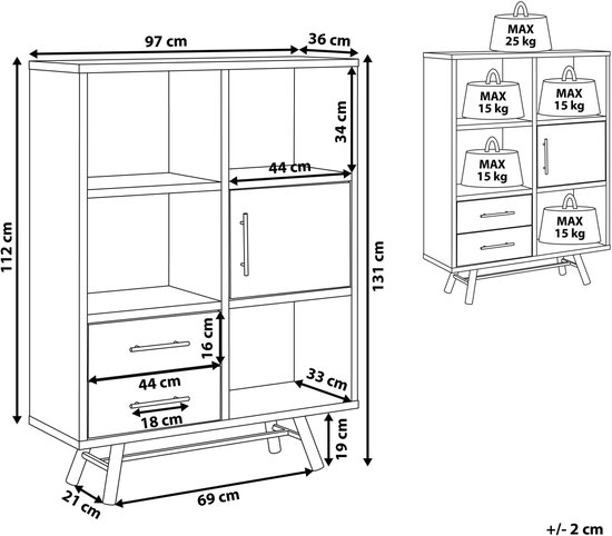 Beliani ATLANTA - Bibliothèque - Couleur bois clair - Panneau de fibres de bois