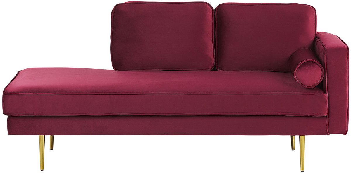 Beliani MIRAMAS - Chaise longue - Donkerrood - Rechterzijde - Fluweel