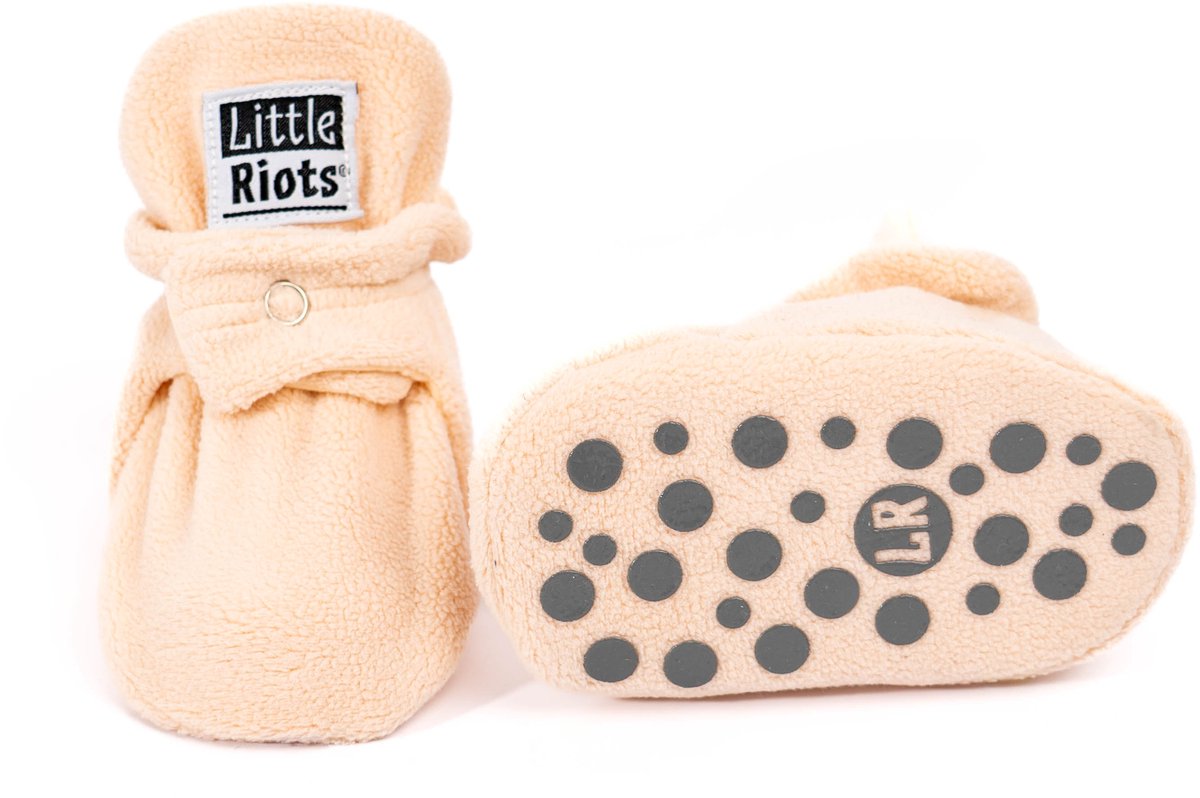 Little Riots - Babyslofjes - Fleece Stepper - Antislip - Soft Beige - 24-36 Maanden (15,5cm) - Schoenmaat 24-25