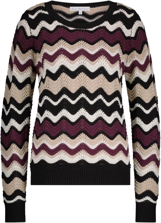 Red Button Trui Fanny Stripe Srb4585 Aubergine/latte Dames Maat - M