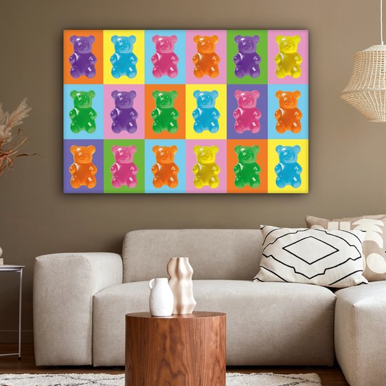 Tableau sur toile 120x80 cm - Décoration murale exclusive - Art- Snoep - Coloré - Décoration murale murale salon - Décoration chambre - Accessoires de chambre - Peintures sur toile