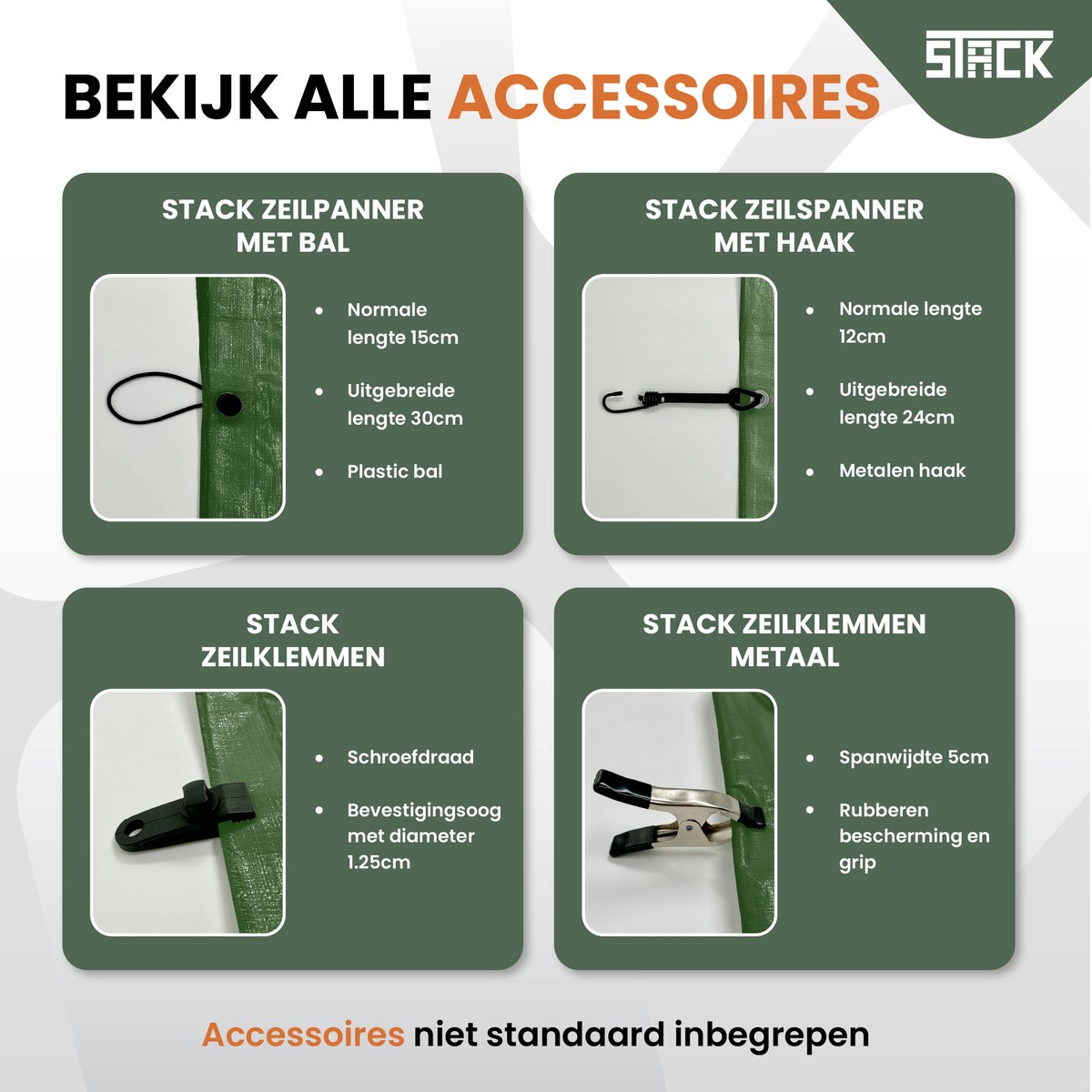 STACK® Extra Sterk Afdekzeil - 8x10m - Donker Groen - 150G/M2 - Waterdicht Bouwzeil & Zeildoek - Zeil Met Ringen - Beschermhoes & Afdekhoes voor Zwembad,Tuin Set,Motor,Scooter,Fietsen,Aanhangwagen,Scootmobiel,BBQ accesoires - Auto Hoes Bescherming — afbeelding 7