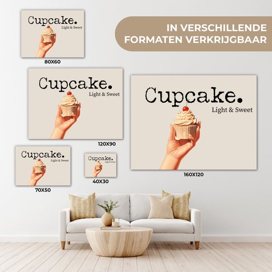 Tableau sur toile 80x60 cm - Décoration murale Cupcake - Bonbon - Cerise - Décoration murale salon - Décoration chambre - Accessoires chambre - Peintures sur toile
