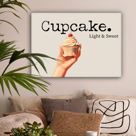 Tableau sur toile 80x60 cm - Décoration murale Cupcake - Bonbon - Cerise - Décoration murale salon - Décoration chambre - Accessoires chambre - Peintures sur toile