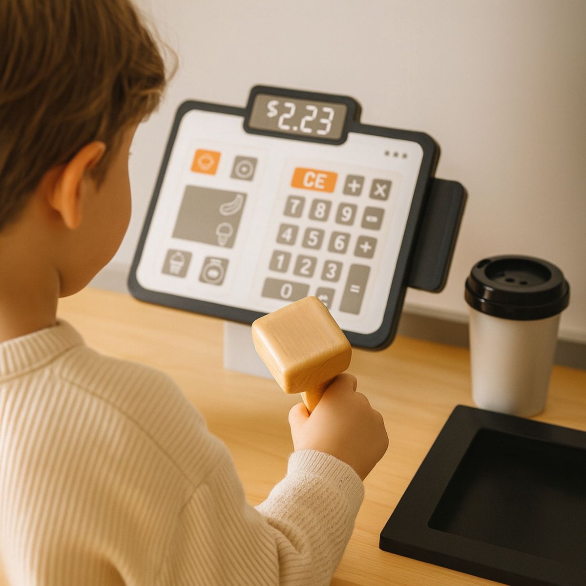 Maxx Kidz Houten Speelgoed Winkeltje – Supermarkt met 56 Accessoires – Inclusief Kassa, Groente, Fruit & Meer – Inclusief hoek – Houten Winkel vanaf 3 Jaar — afbeelding 2
