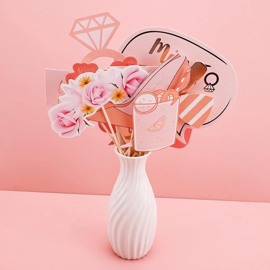 Kip Party Foto Booth Props 25 STKS - Team Bruid - Selfie Props - Bruids Douche - Bachelorette - Rose Goud - Bruiloft Foto Props - Kip Nacht Game - Kip Doen Party Accessoires