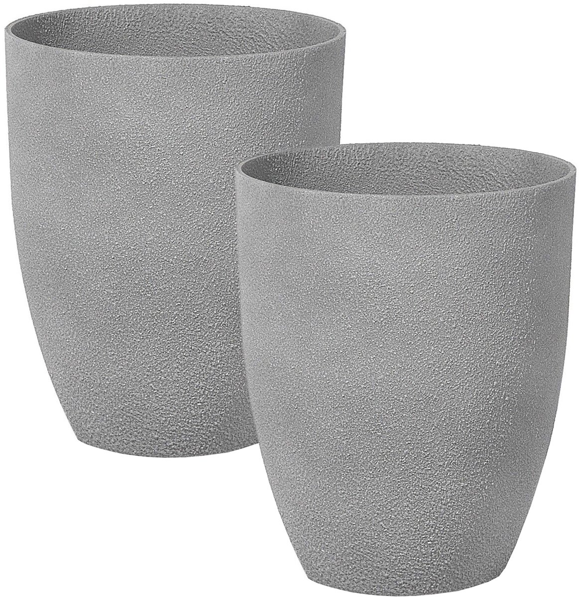 BELIANI CROTON - Bloempot set van 2 - Lichtgrijs - 35 cm - Stenenmix