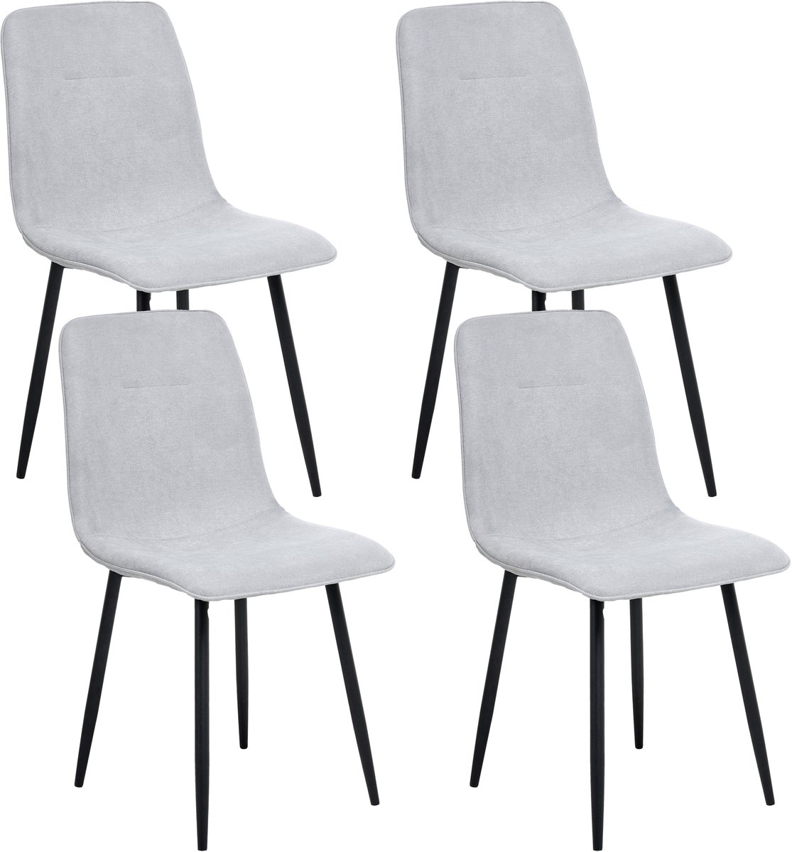 TUSCOLA - Eetkamerstoel set van 4 - Lichtgrijs - Polyester