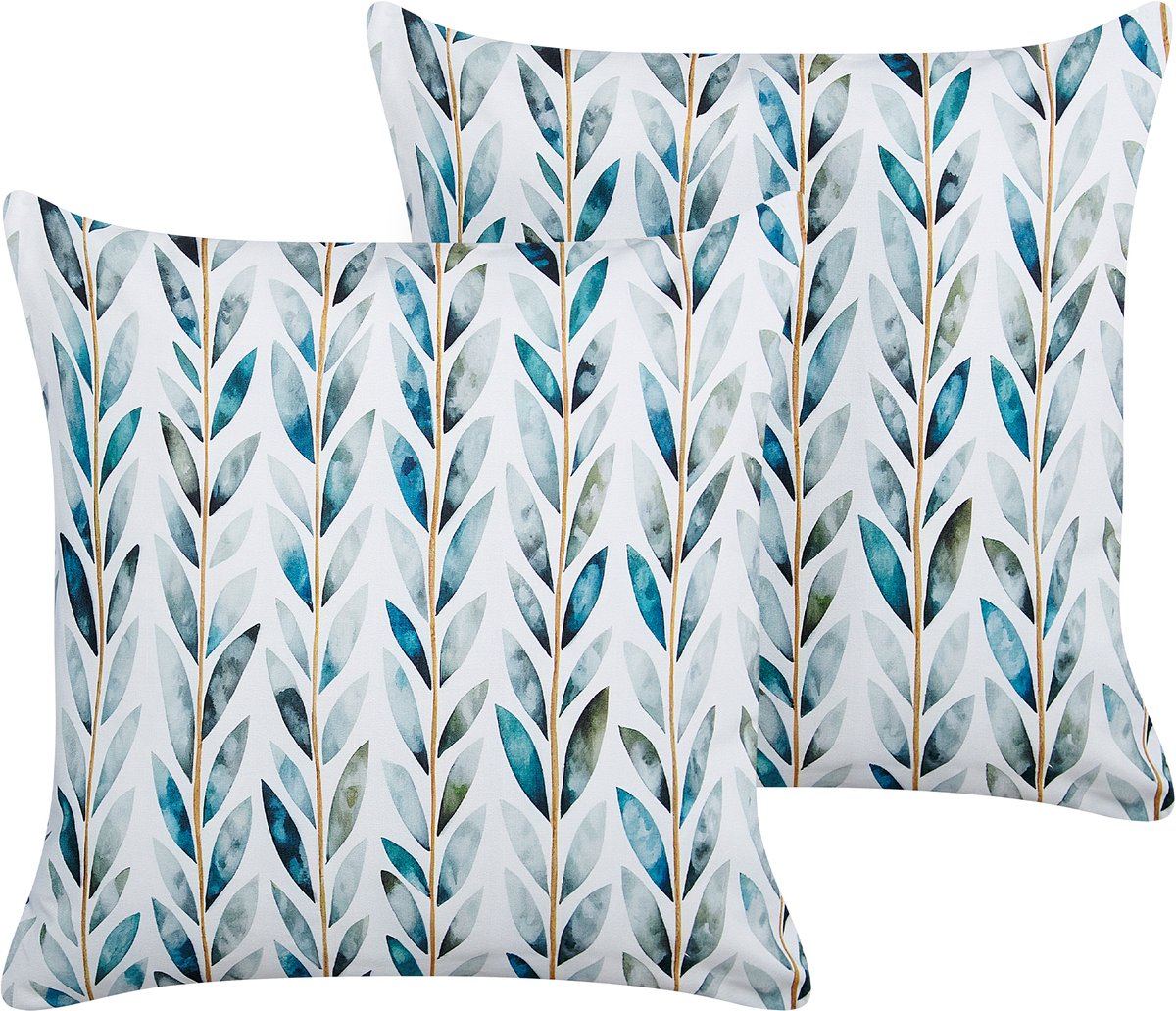LOANO - Sierkussen set van 2 - Wit/Groen - Polyester