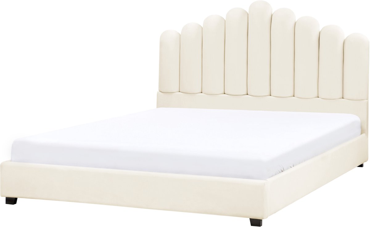 Beliani VINCENNES - Waterbed - Gebroken wit - 180 x 200 cm - Fluweel