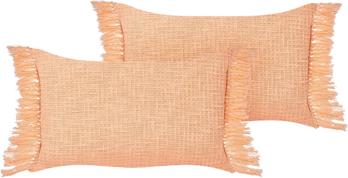 Beliani TANSY - Sierkussen set van 2 - Oranje - 40 x 60 cm - Katoen